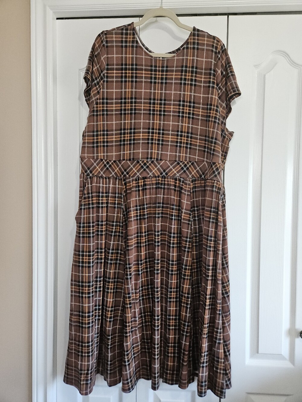 Brown & Orange Plaid Dress